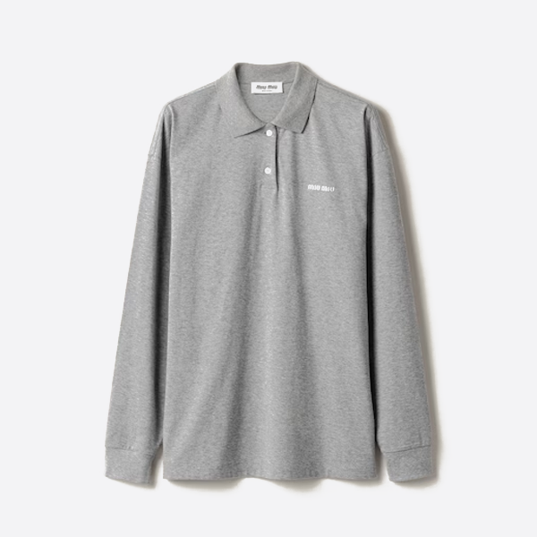 Miu Miu logo embroidered letter lapel long-sleeved top ➕ shorts