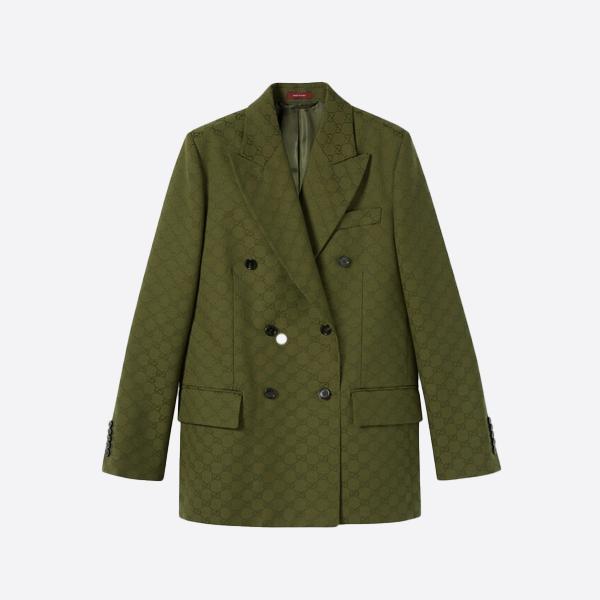 グッチのジャカードグリーンブレザー