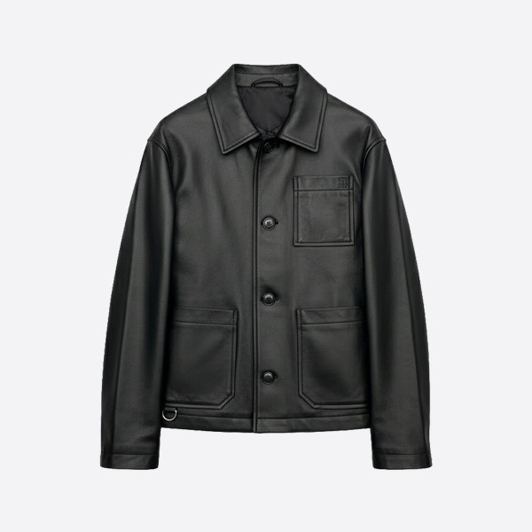ロエベ レザー ワーク ジャケット ブラック