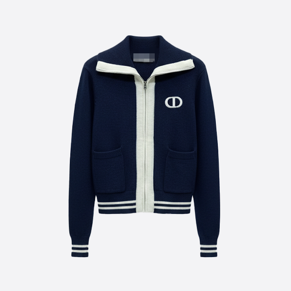 ディオール ピンク ニット ジップ カーディガン ネイビー