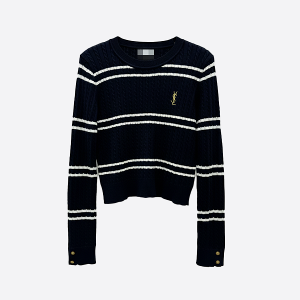 サンローラン ストライプ クルーニット