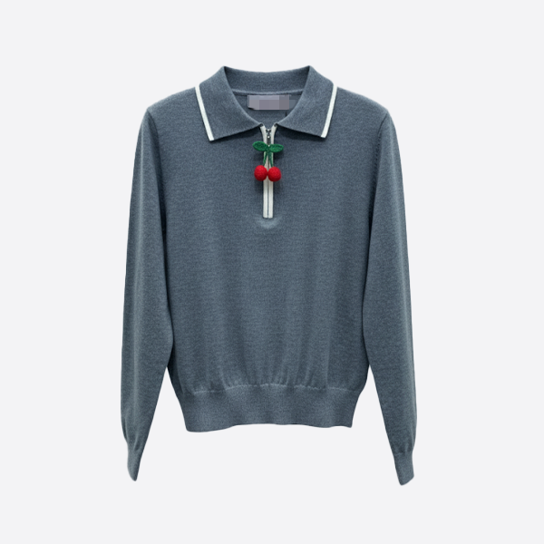 ヴァレンティノ チェリー カラーニット グレー