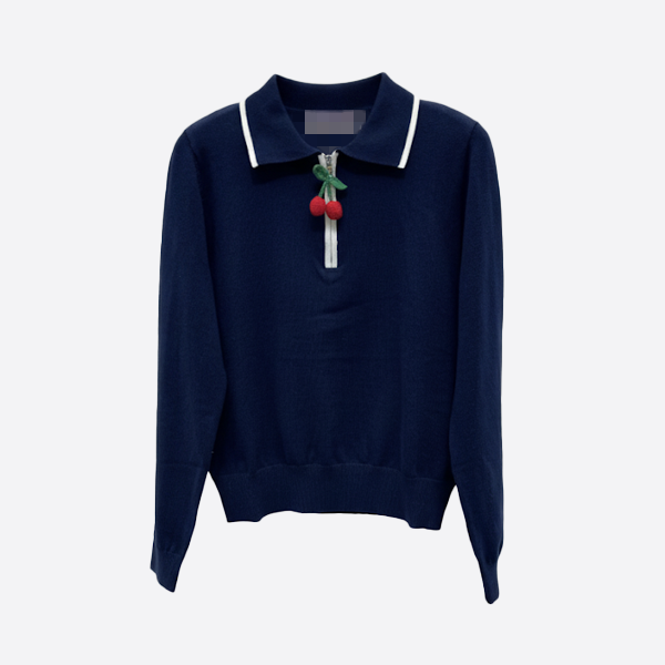 ヴァレンティノ チェリー カラーニット ネイビー