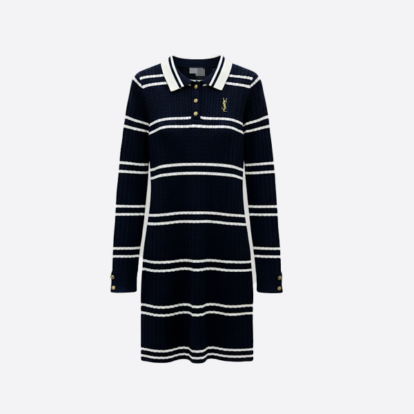 サンローラン ストライプ ニットワンピース