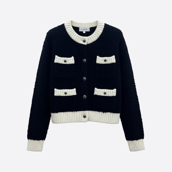 シャネル ボア カーディガン ブラック