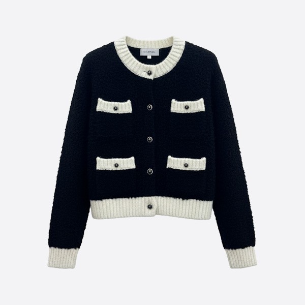 シャネル ボア カーディガン ブラック