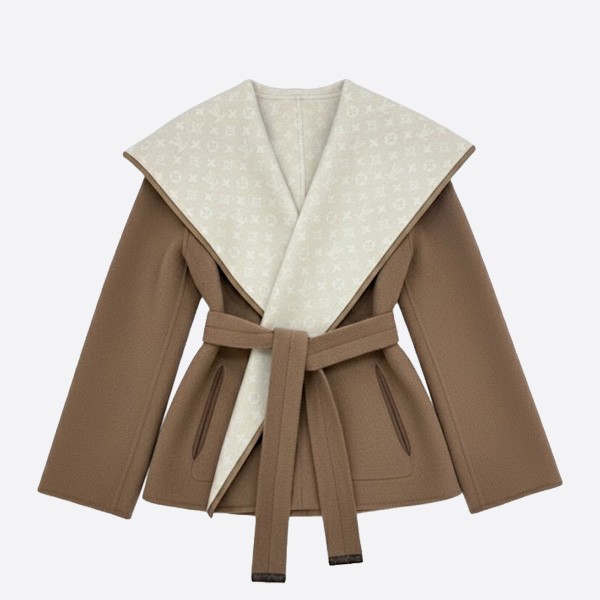 ルイ・ヴィトン モノグラム リバーシブル ウール コート ブラウン