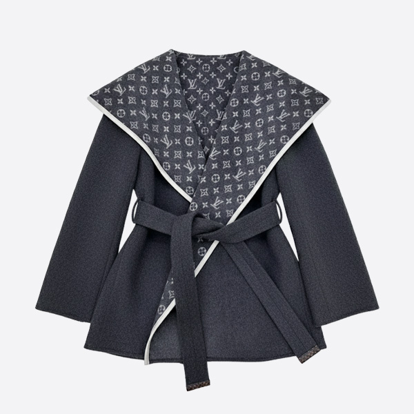 ルイ・ヴィトン モノグラム リバーシブル ウール コート チャコール