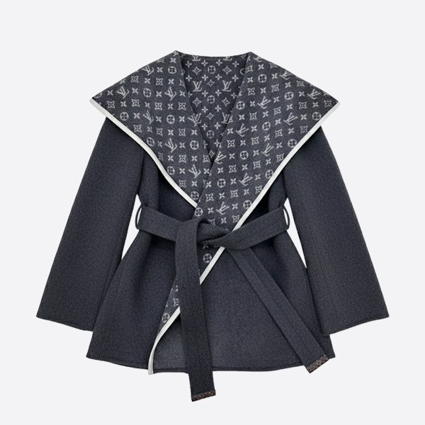 ルイ・ヴィトン モノグラム リバーシブル ウール コート チャコール