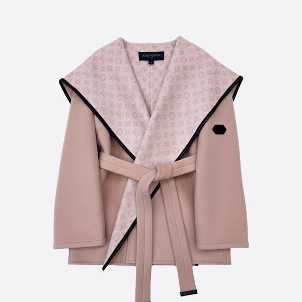 ルイ・ヴィトン モノグラム リバーシブル ウール コート ピンク