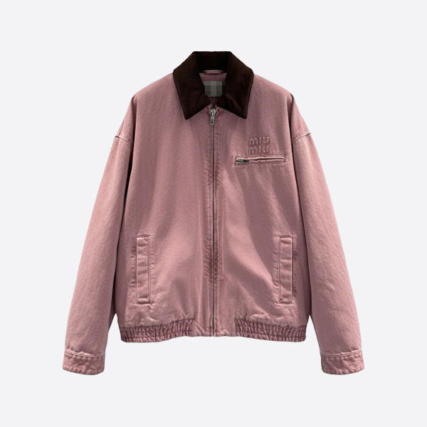 ミュウミュウ コーデュロイカラー ピンク デニム ジャケット