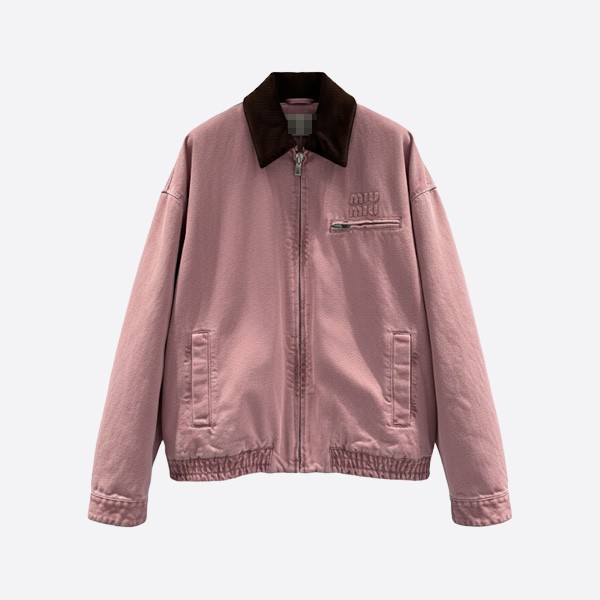 ミュウミュウ コーデュロイカラー ピンク デニム ジャケット