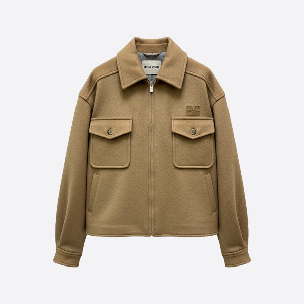 ミュウミュウ ウール ブレンド ジップアップ ジャケット