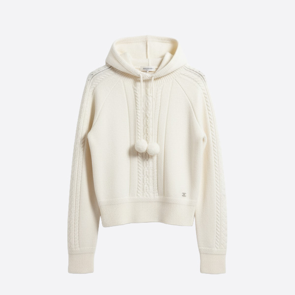 シャネル ケーブルニット カシミア フーディー