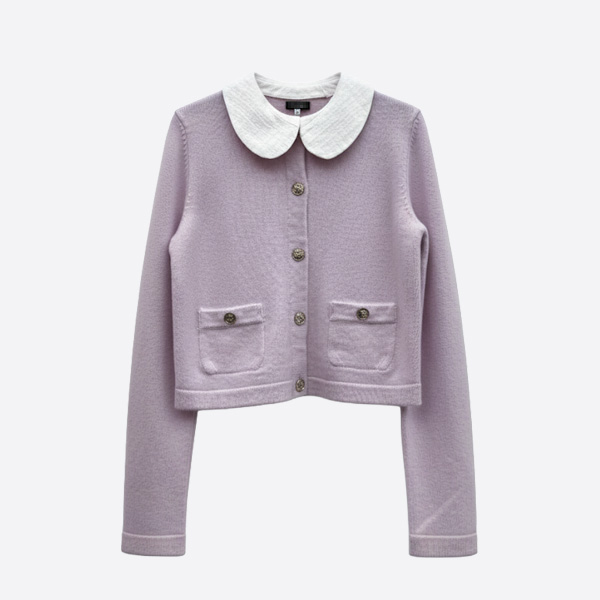 シャネル パステルラベンダー カシミア カーディガン ピンク