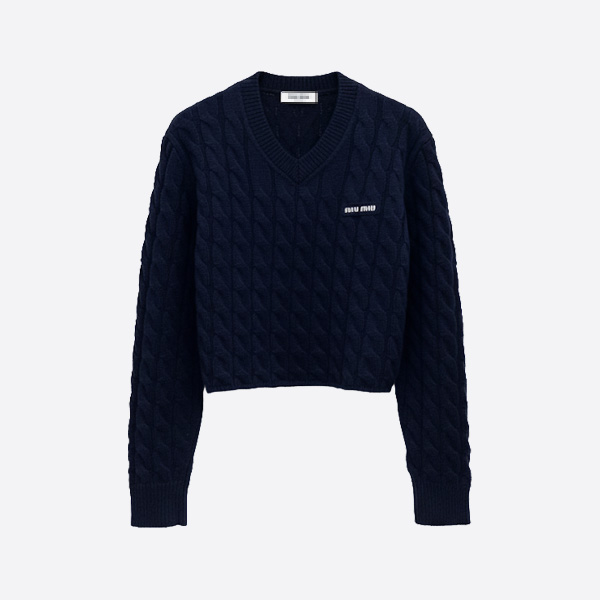 ミュウミュウ クロップド ケーブル ニット セーター