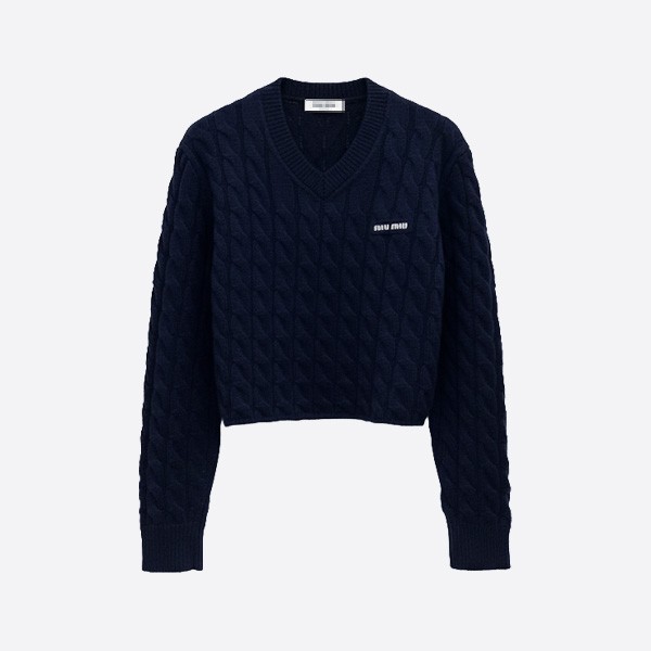 ミュウミュウ クロップド ケーブル ニット セーター