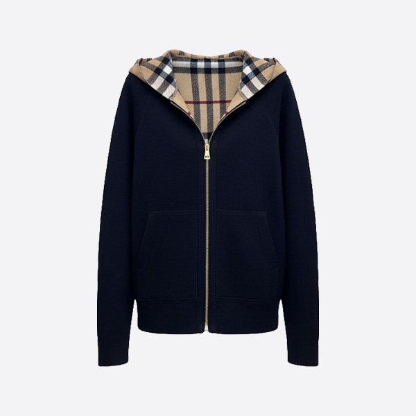バーバリー チェックライニング ウール ジップアップ フーディ