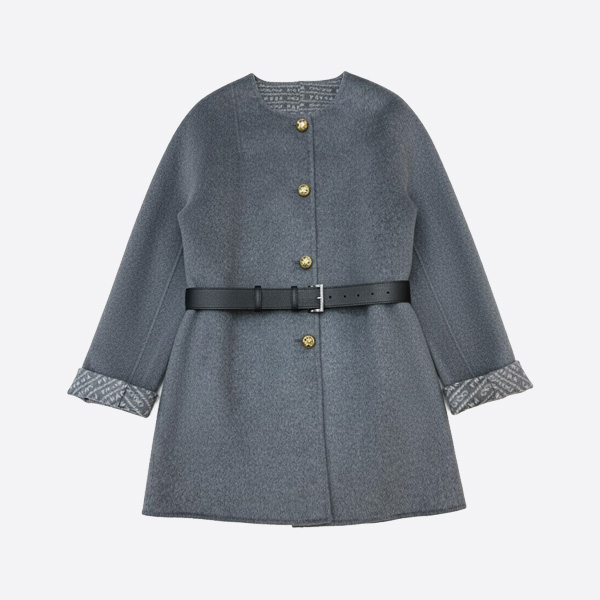 プラダ ダブルフェイス カシミヤ ウール コート グレー