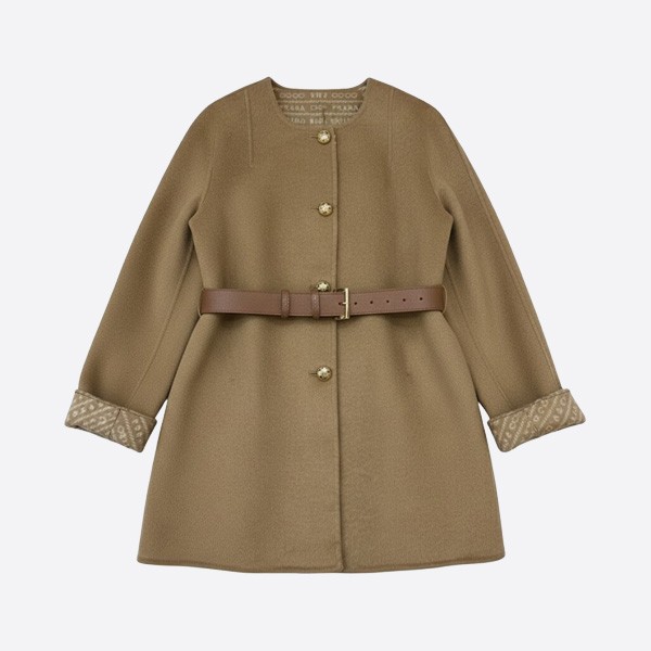 プラダ ダブルフェイス カシミヤ ウール コート ブラウン