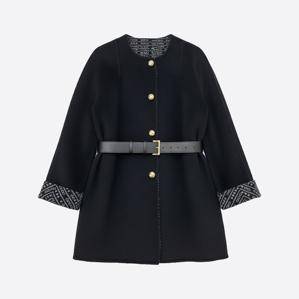 プラダ ダブルフェイス カシミヤ ウール コート ブラック