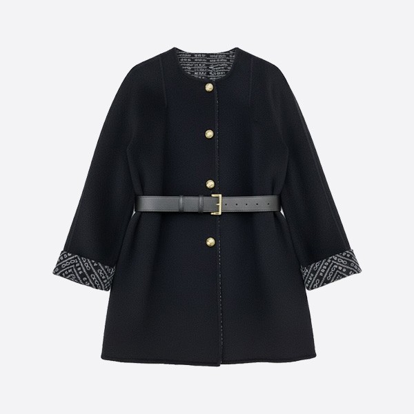 プラダ ダブルフェイス カシミヤ ウール コート ブラック