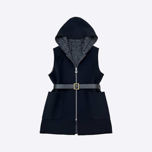 プラダ カシミヤ ウール フーディー ベスト グレー