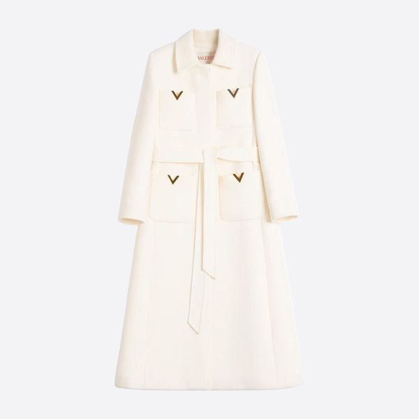 ヴァレンティノ Vロゴ シグネチャー ウールコート ホワイト