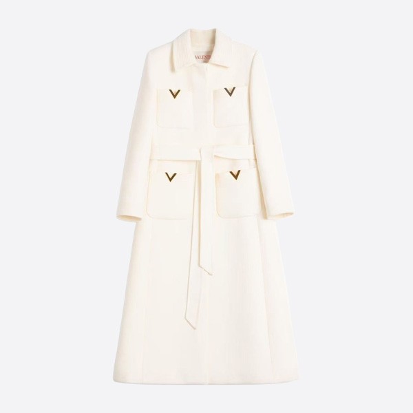 ヴァレンティノ Vロゴ シグネチャー ウールコート ホワイト