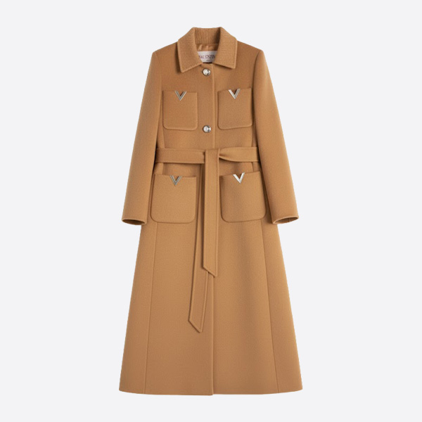 ヴァレンティノ Vロゴ シグネチャー ウールコート ブラウン