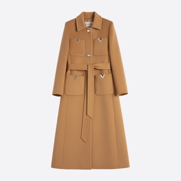 ヴァレンティノ Vロゴ シグネチャー ウールコート ブラウン