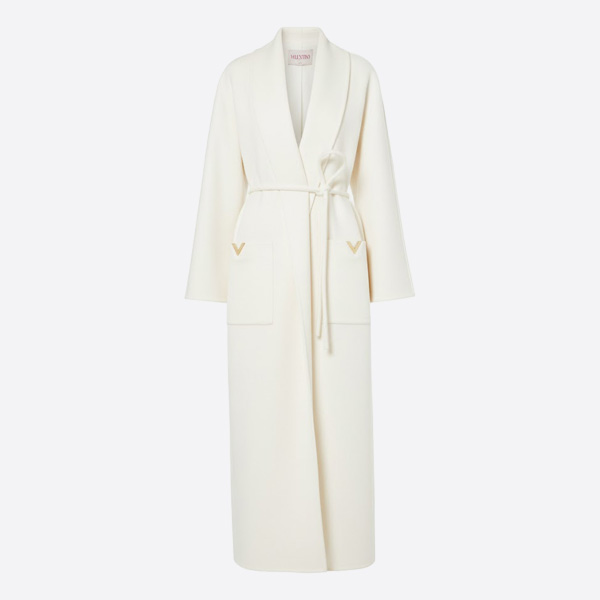ヴァレンティノ Vロゴ シグネチャー ウールカシミヤ ラップコート ホワイト