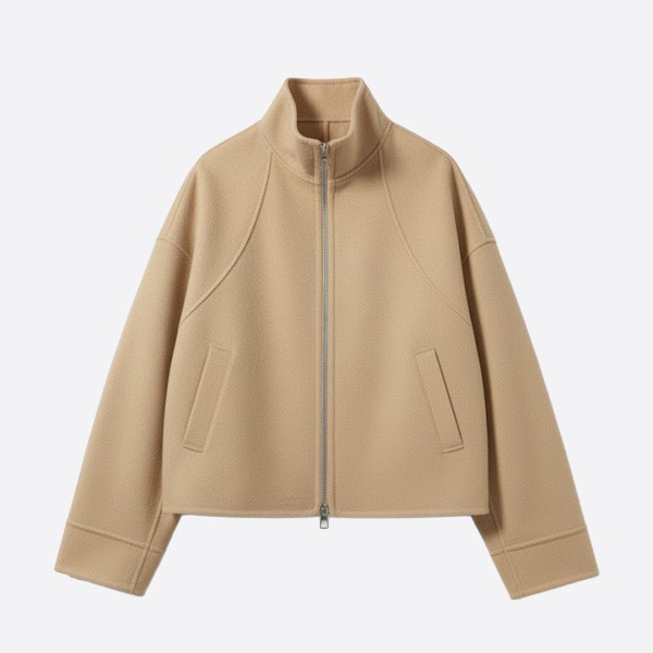 エルメス ダブルフェイス カシミヤ ジップジャケット ブラウン