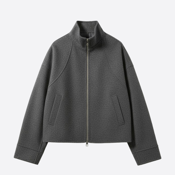 エルメス ダブルフェイス カシミヤ ジップジャケット チャコール