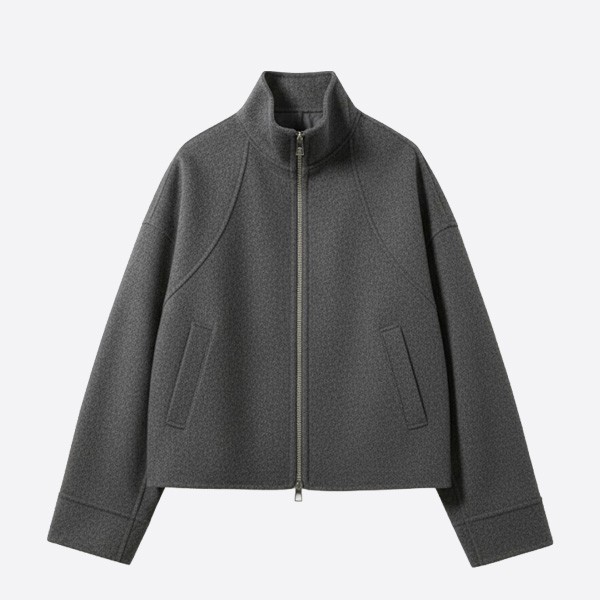 エルメス ダブルフェイス カシミヤ ジップジャケット チャコール