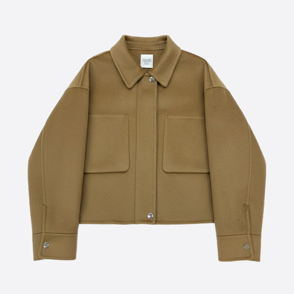 エルメス ウールカシミヤ ダブルフェイス シャツジャケット ブラウン