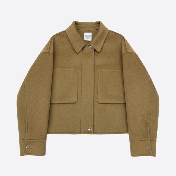 エルメス ウールカシミヤ ダブルフェイス シャツジャケット ブラウン