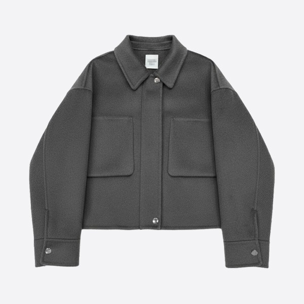 エルメス ウールカシミヤ ダブルフェイス シャツジャケット グレー