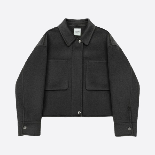 エルメス ウールカシミヤ ダブルフェイス シャツジャケット ブラック