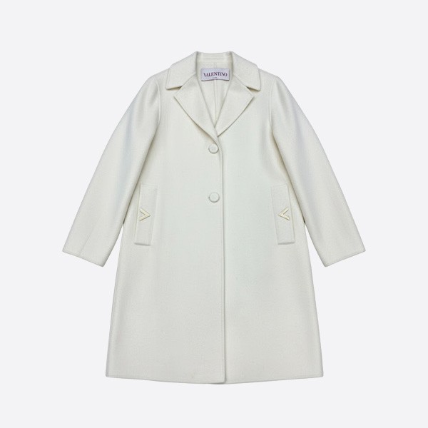 ヴァレンティノ アイコニック Vパッチ ウールコート ホワイト