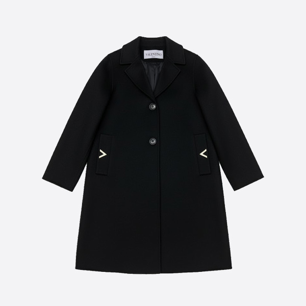 ヴァレンティノ アイコニック Vパッチ ウールコート ブラック