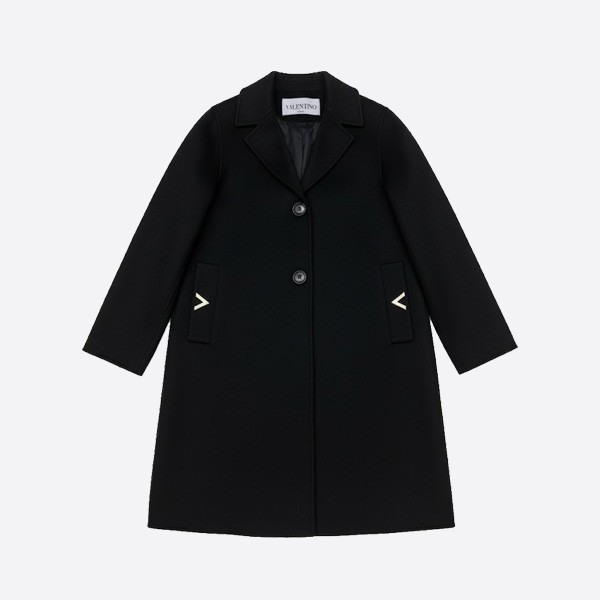 ヴァレンティノ アイコニック Vパッチ ウールコート ブラック
