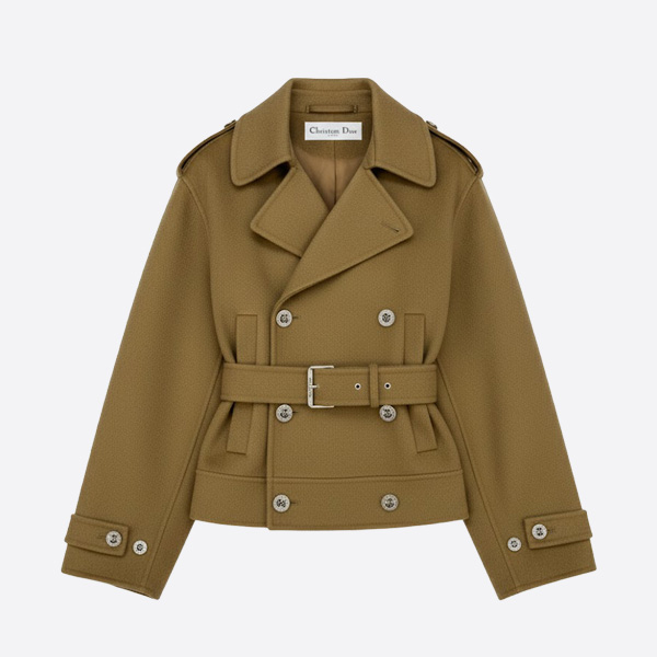 ディオール ウール ショート トレンチジャケット ブラウン