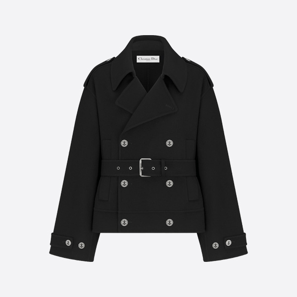 ディオール ウール ショート トレンチジャケット ブラック