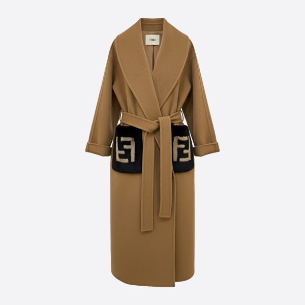 フェンディ FFロゴ パッチ ウールロングコート