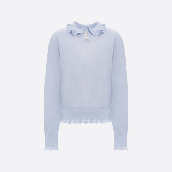 ヴァレンティノ ライトブルー フリル ニットセーター