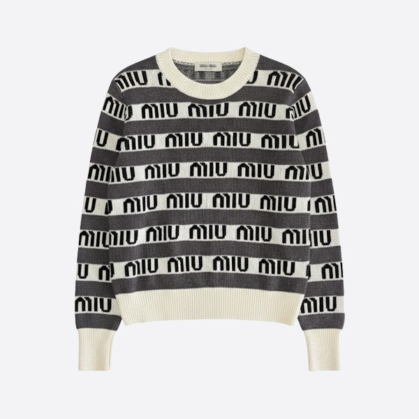 ミュウミュウ ロゴストライプ ウールセーター
