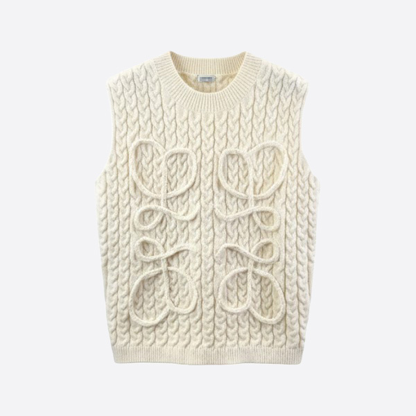 ロエベ アナグラム ケーブルニット ウールベスト