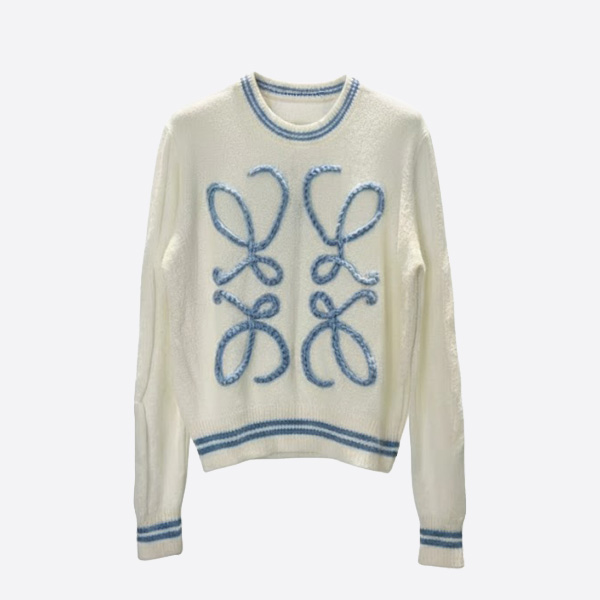 ロエベ アナグラム エンブロイダリー ウールセーター ホワイト