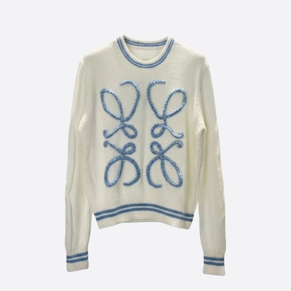 ロエベ アナグラム エンブロイダリー ウールセーター ホワイト